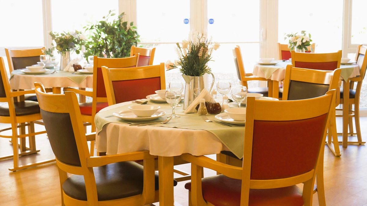 A dining table set for lunch